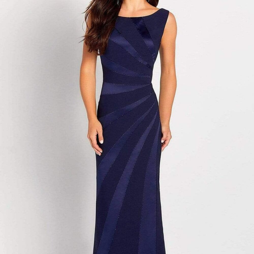 Sunburst Beadwork Navy Evening Gown - Cameron Blake